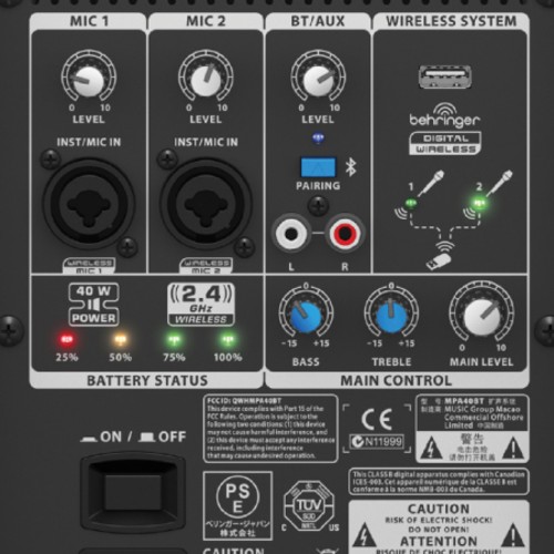 רמקול נטען Behringer MPA40BT (5) רמקול נטען Behringer MPA40BT