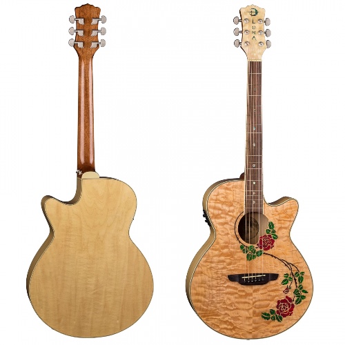 גיטרה אקוסטית מוגברת Luna Flora Rose Quilt Maple A/E Gloss Natural