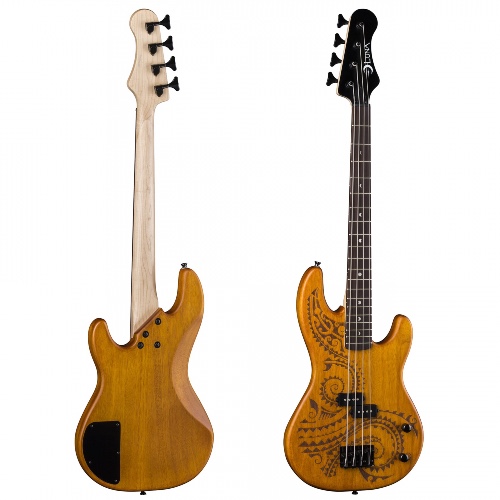 גיטרה בס Luna Tattoo Electric Bass 30 Inch Scale