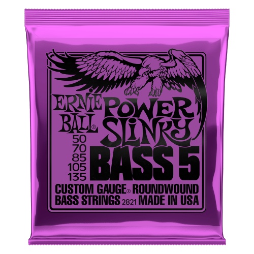 סט מיתרים לבס Ernie Ball Power Slinky Nickel Wound 5-String Bass 50-135