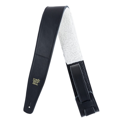 רצועה לגיטרה Ernie Ball Italian Leather Strap With Fur Padding Black