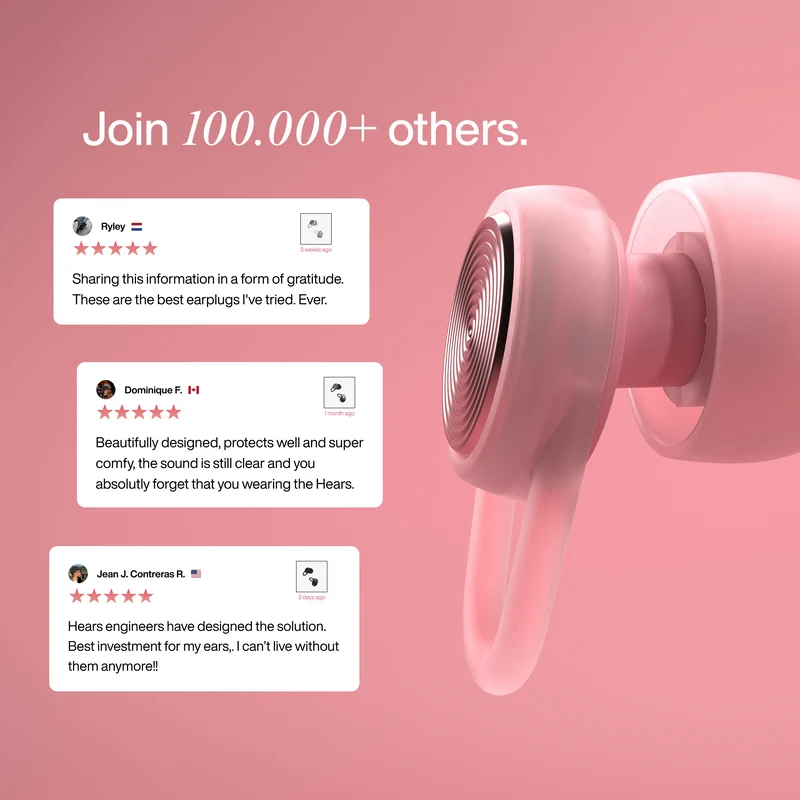 אטמי אוזניים Hears Plus Cabana Pink (5)