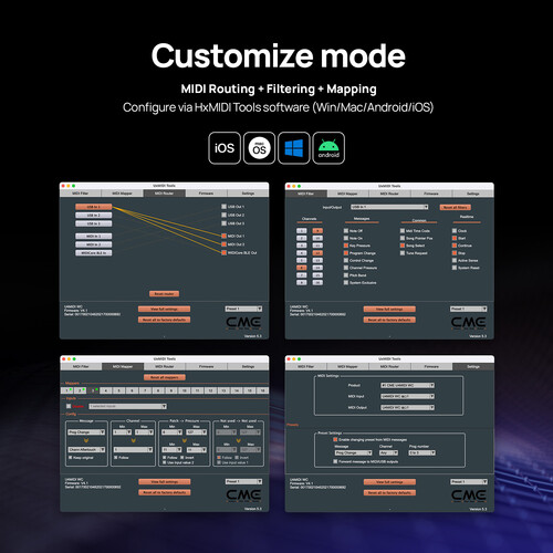 ממשק USB Host MIDI מקצועי CME H2MIDI Pro 9