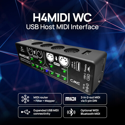 ממשק USB Host MIDI מקצועי CME H4MIDI WC 5